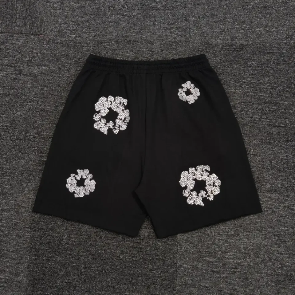 Chrome Hearts black shorts silver cross floral embellishments cotton blend material