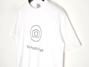 Vetements graphic t-shirt white cotton with black camera icon and "NoPostsYet" text print