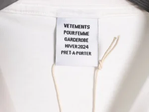 Vetements women's winter 2024 ready-to-wear white cotton garment label