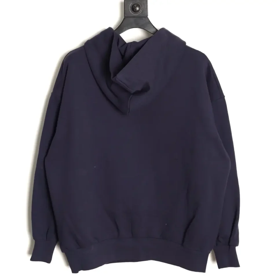 Repsgoat navy blue hoodie pullover sweatshirt cotton fabric with ribbed cuffs and hem