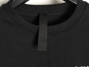 Chrome Hearts black crew neck sweatshirt cotton fabric with leather branded tag on collar