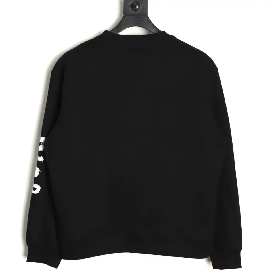 Supreme crewneck sweatshirt black cotton long sleeves with white sleeve logo print