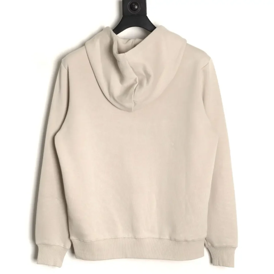 RepsGoat Hoodie beige cotton blend pullover with hood and ribbed cuffs and hem