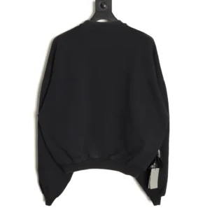 Black Balenciaga Reverse Wear hoodie displayed on a hanger, showcasing the back design and loose fit, emphasizing its trendy, oversized style.