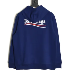 Balenciaga hoodie navy blue cotton logo print long sleeve sweatshirt