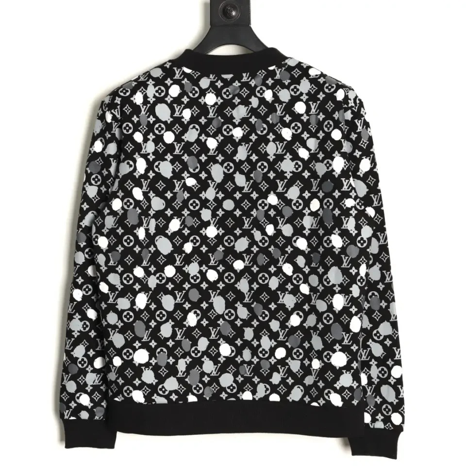 Louis Vuitton sweatshirt black white gray cotton monogram pattern long sleeve pullover