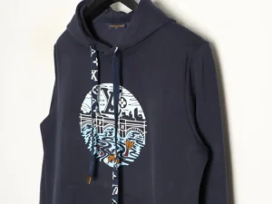 Louis Vuitton hoodie navy blue cotton with graphic cityscape and logo printed design