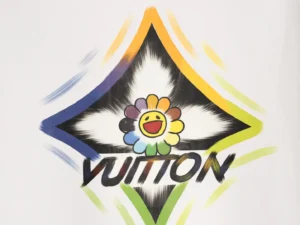 Louis Vuitton logo multicolor floral pattern black white canvas print