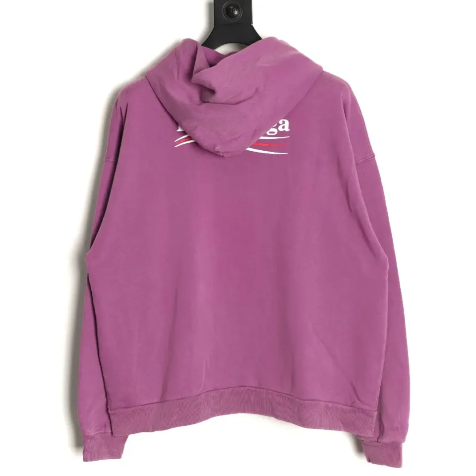 Balenciaga hoodie purple cotton oversized fit sweatshirt with hood and printed logo on back