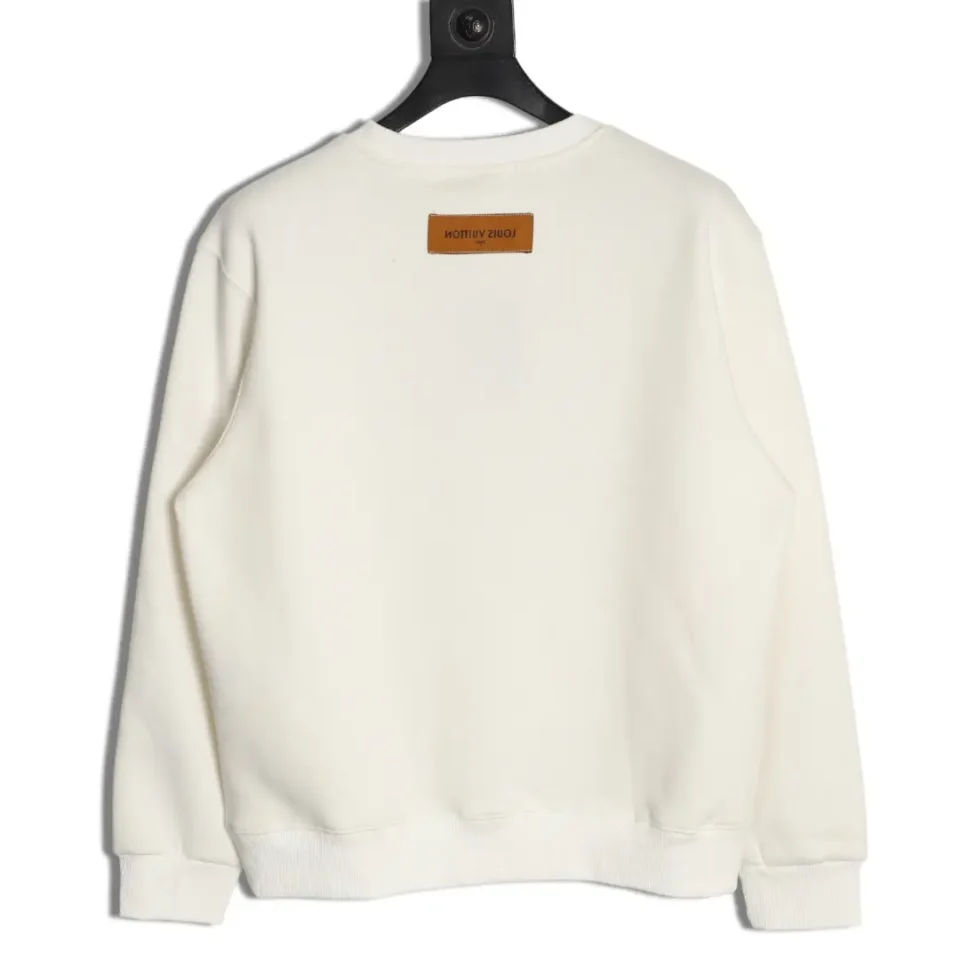 Louis Vuitton sweatshirt white cotton back leather patch luxury casual wear