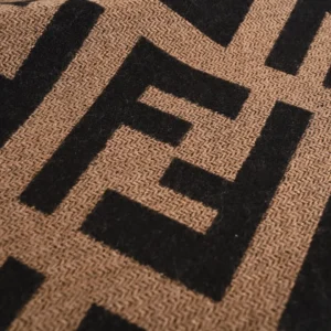 Fendi scarf brown black wool fabric with bold FF logo pattern luxury accessory