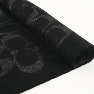 Coach scarf black wool jacquard fabric with signature C pattern detail
