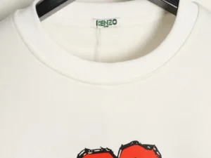 Kenzo crew neck sweatshirt white cotton with red and black graphic print on front