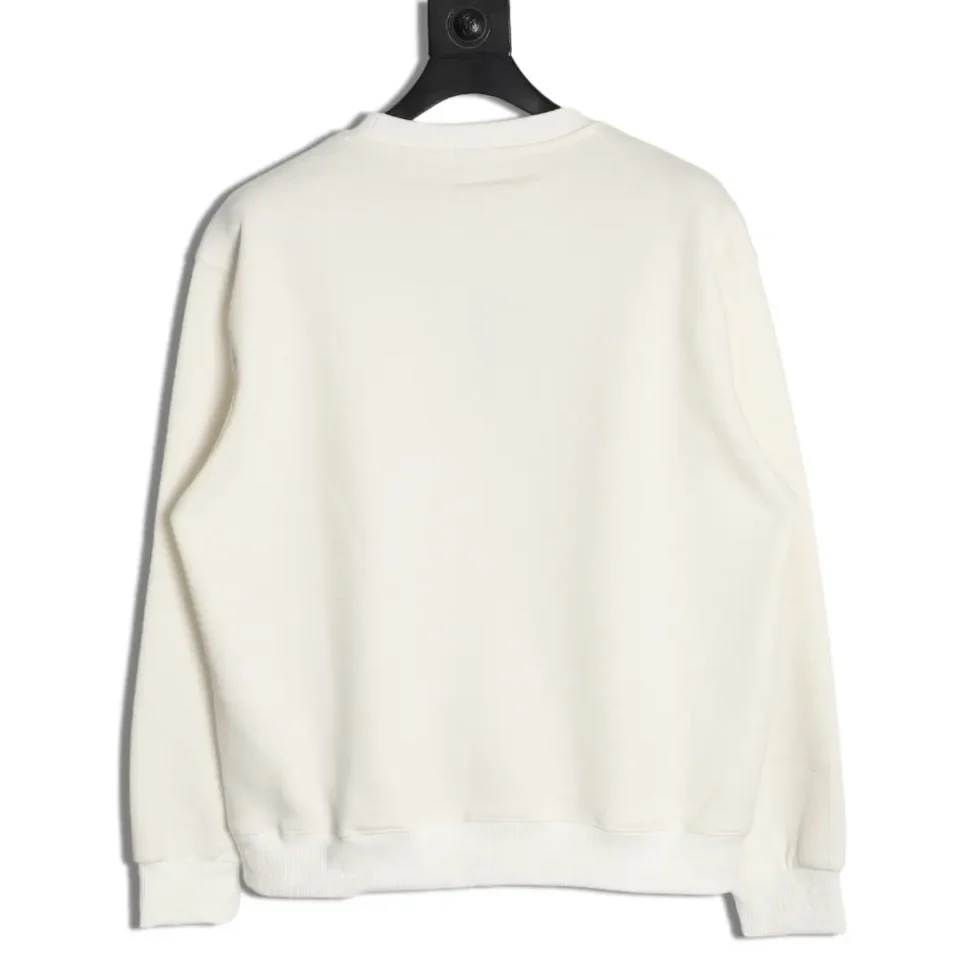 Repsgoat sweatshirt white cotton long sleeve crewneck pullover with ribbed cuffs and hem