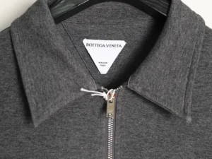 Bottega Veneta zip-up jacket gray knit fabric collar Italian made luxury garment