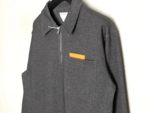 Bottega Veneta zip-up top gray cotton fabric with yellow pocket detail
