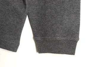 Repsgoat cotton sweatshirt dark gray fleece fabric ribbed cuffs close-up