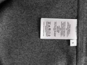 Bottega Veneta garment label small size made in Italy 100% cotton gray fabric care instructions