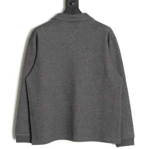Repsgoat long sleeve shirt charcoal gray cotton knit top with collar and ribbed cuffs