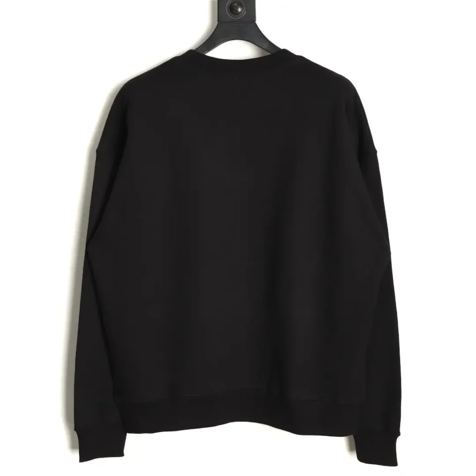 Repsgoat black cotton sweatshirt long sleeves ribbed cuffs and hem casual wear