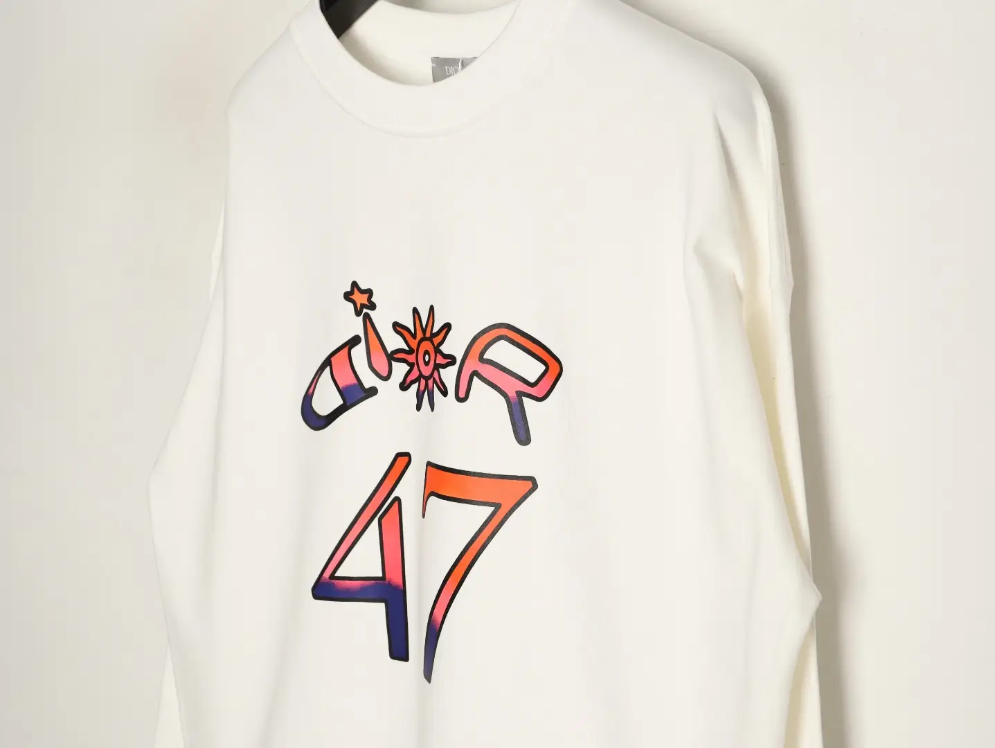 Dior sweatshirt white cotton multicolor graphic "Dior 47" print long sleeve pullover