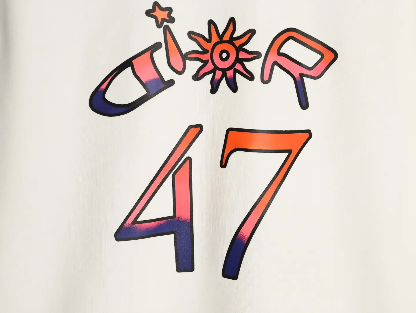 Champion graphic hoodie white cotton with red and blue gradient logo and number 47 design