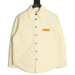 Repsgoat quilted jacket beige cotton blend with black buttons and chest pocket detail
