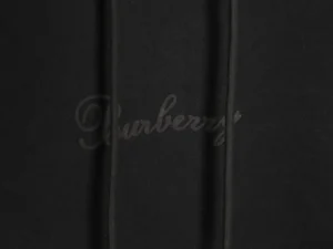 Burberry hoodie black cotton fabric with drawstrings and subtle embossed logo design