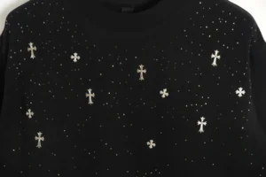 Chrome Hearts black sweater silver gothic cross embellishments cotton blend material