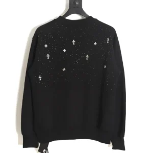 Chrome Hearts sweatshirt black cotton with silver cross and stud embellishments on back