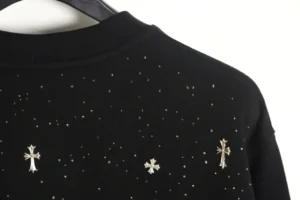 Chrome Hearts sweater black cotton with metallic silver cross studs and small embellishments