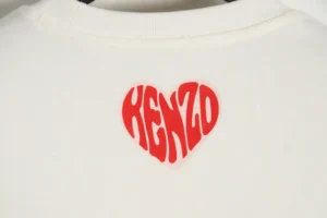 Kenzo sweatshirt white cotton red heart logo design