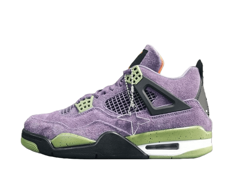 Air Jordan 4 Retro Travis Scott Purple suede sneaker with black and olive green accents