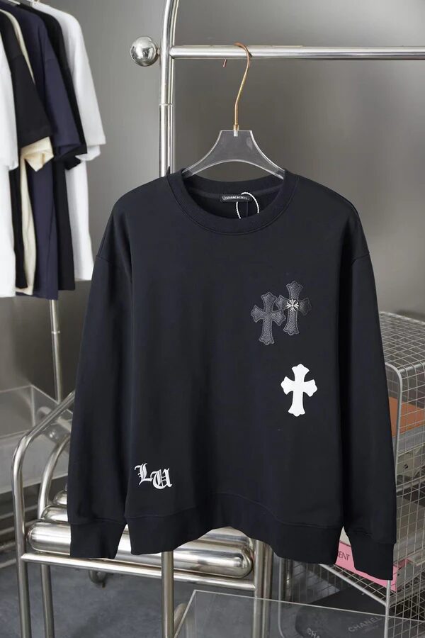 Chrome Hearts black sweatshirt crosses graphic cotton material crewneck top