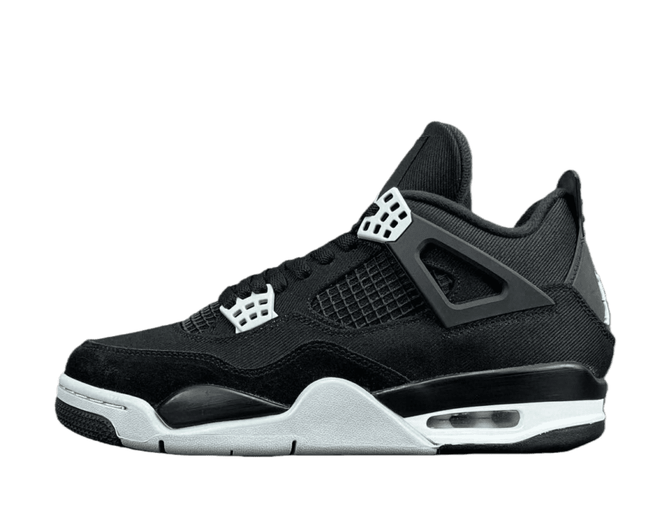 Nike Air Jordan 4 Retro black white mesh suede sneakers