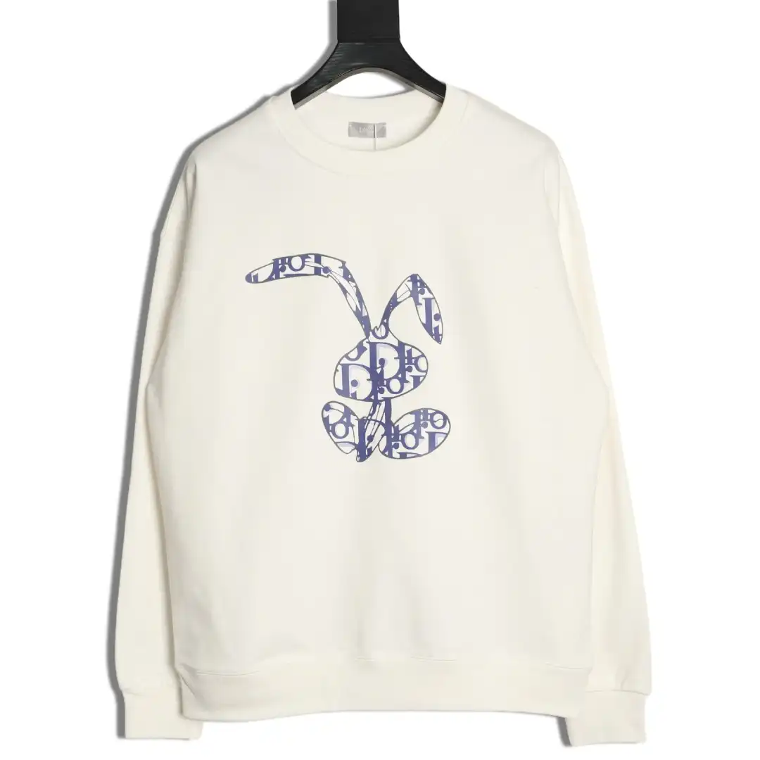 DIOR rabbit print letter round neck