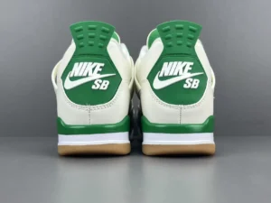 Nike Air Jordan 4 Retro Green Glow white green leather sneakers with gum sole