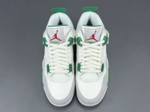 Nike Air Jordan 4 OG white green grey leather and mesh sneakers with red Jumpman logo