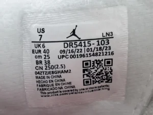 Nike Air Jordan 1 Low DR5415-103 white sneakers with leather material and size US 7 label