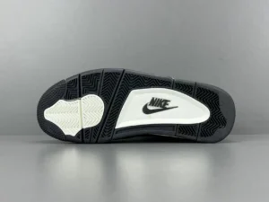 Nike logo on the sole of the Jordan 4 RM SP Nigel Sylvester Driveway Grey sneaker, showcasing the shoe's distinctive design and detailing.