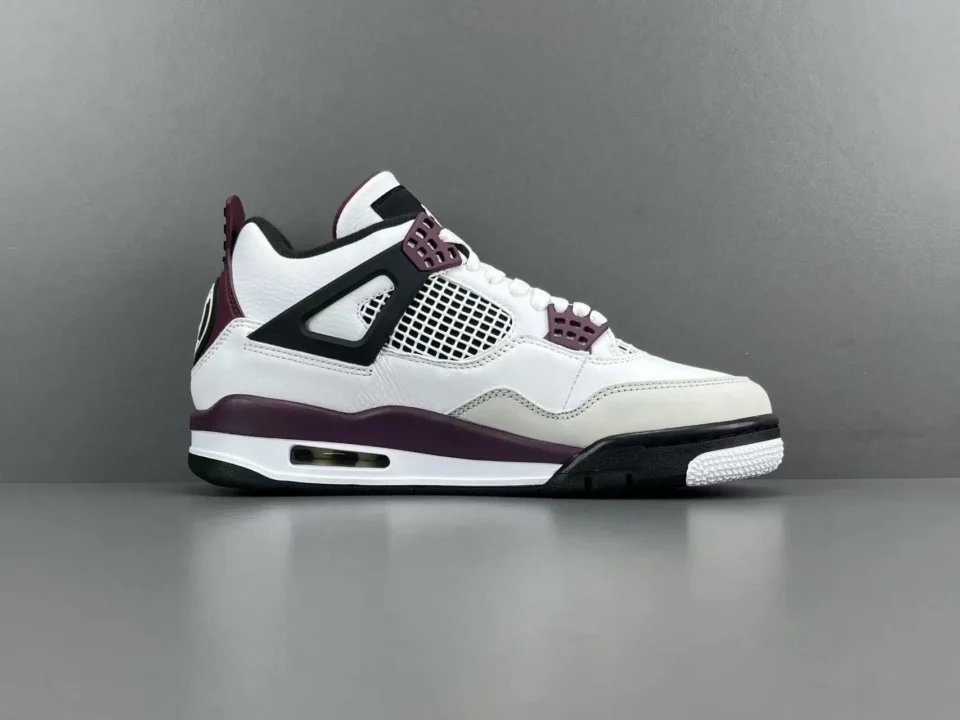 Nike Air Jordan 4 Retro Bordeaux white burgundy black leather sneakers