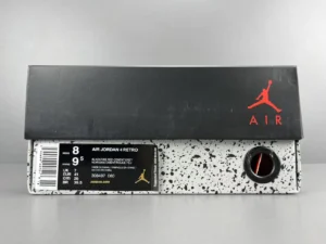 Nike Air Jordan 4 Retro black fire red cement grey leather sneakers in size 8 US men, 9.5 US women