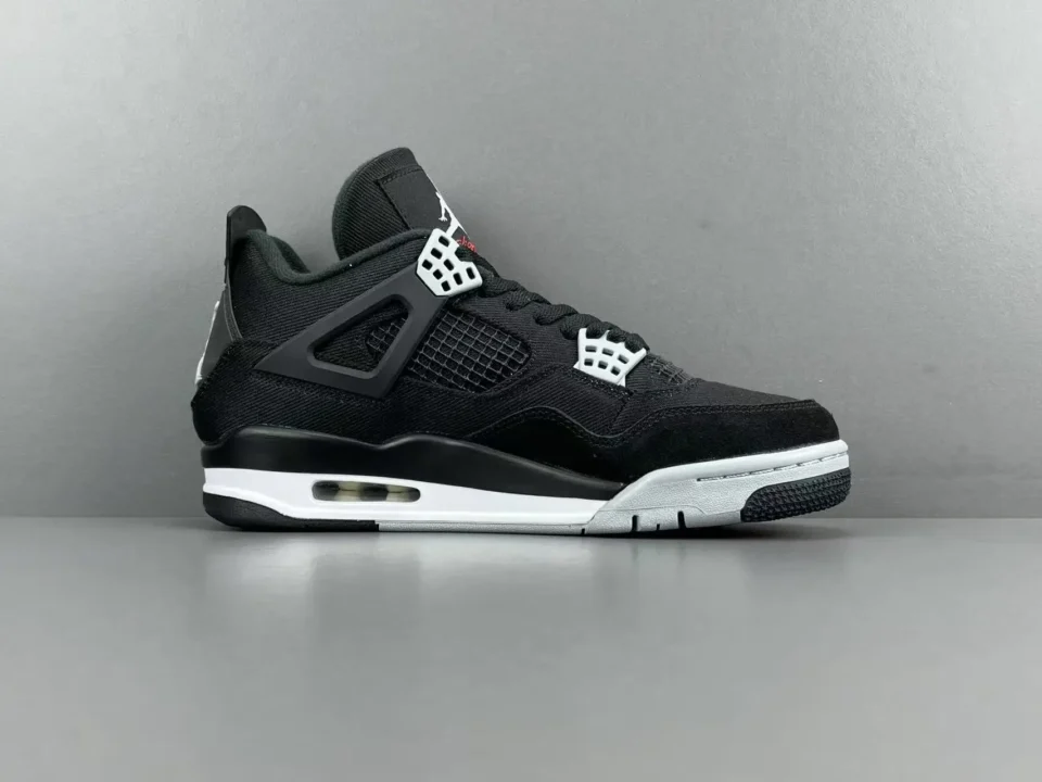 Nike Air Jordan 4 Retro black white grey mesh and suede sneakers