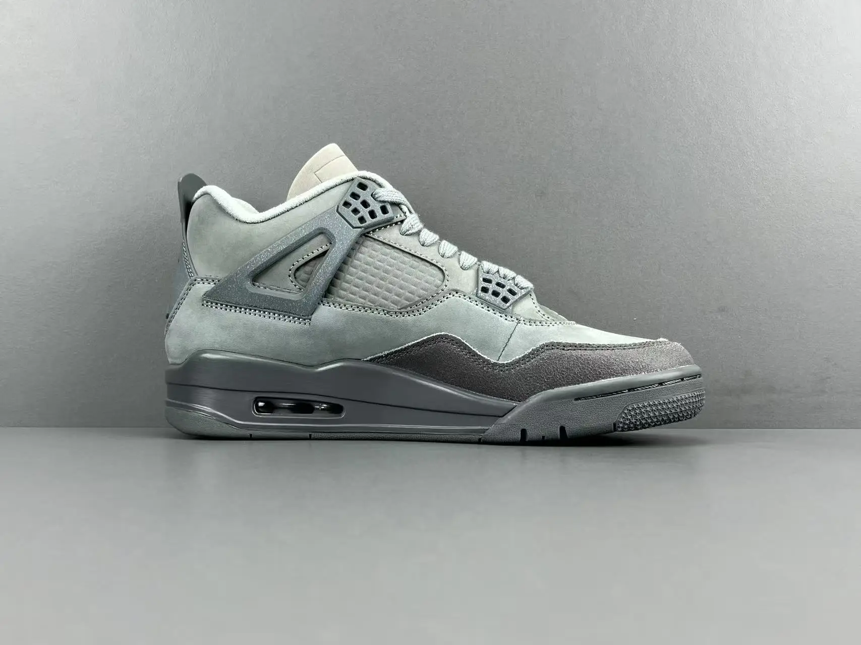 Air Jordan 4 Retro Cool Grey light grey dark grey suede leather sneakers