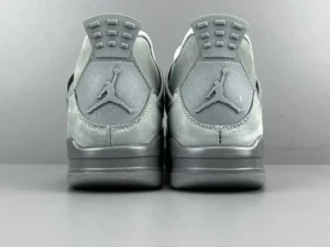 Nike Air Jordan 4 Retro Cool Grey grey suede sneakers with rubber sole and Jumpman logo on heel