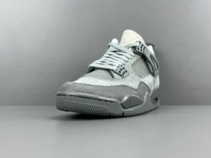 Air Jordan 4 Retro Cool Grey grey suede leather sneakers with mesh paneling and rubber sole