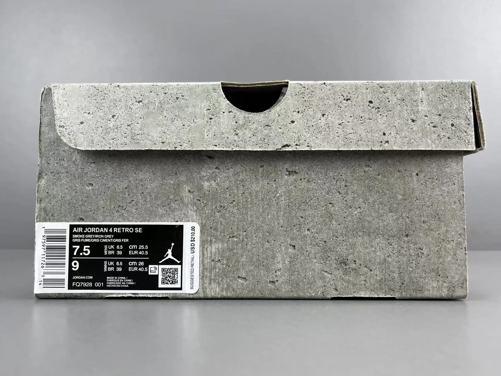 Nike Air Jordan 4 Retro SE Smoke Grey Iron Grey leather sneakers size 7.5 men 9 women