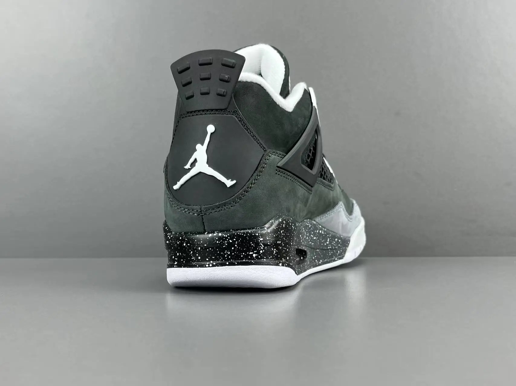 Nike Air Jordan 4 Retro Black Cat black white speckled midsole suede sneakers