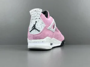 Nike Air Jordan 4 Retro Pink Suede white speckled midsole black accent sneakers