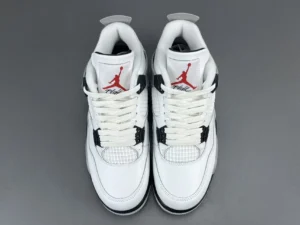 Nike Air Jordan 4 OG white red black leather sneakers with mesh detailing and plastic eyelets